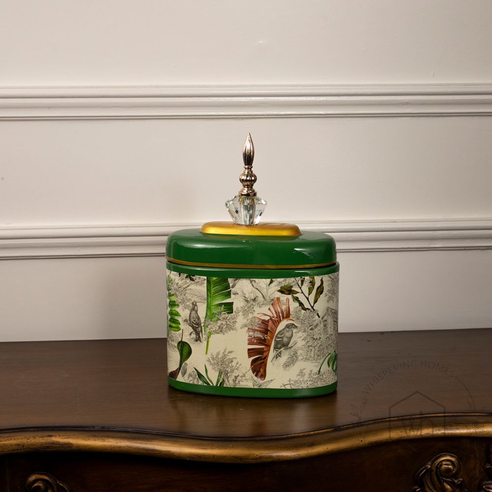 Tropical Leaves Jar - Small White Background