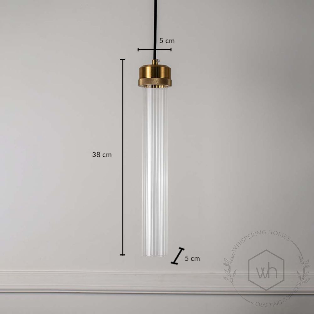 Tube Pendant Light - Brass & Glass 