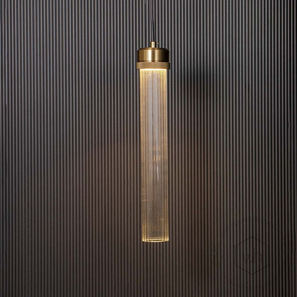 Tube Pendant Light - Brass & Glass 