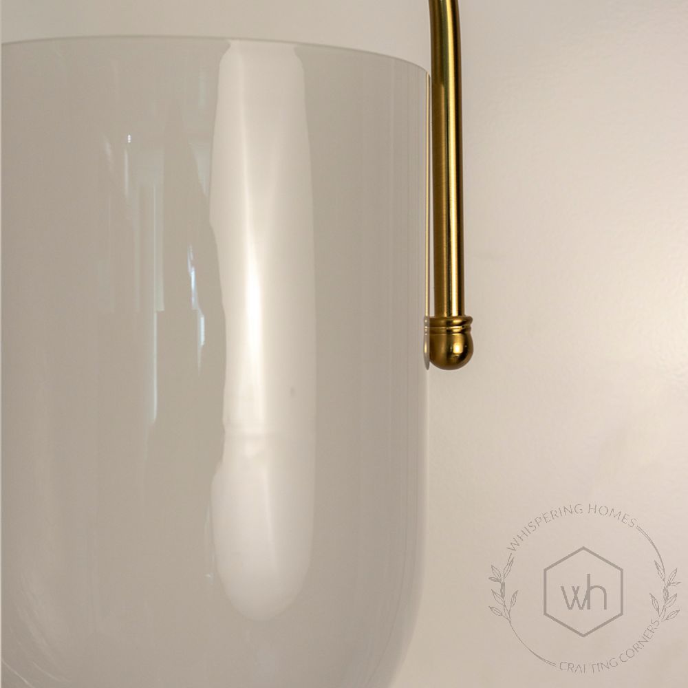 TURA Contemporary Brass & Milk White Glass Pendant Light Closeup