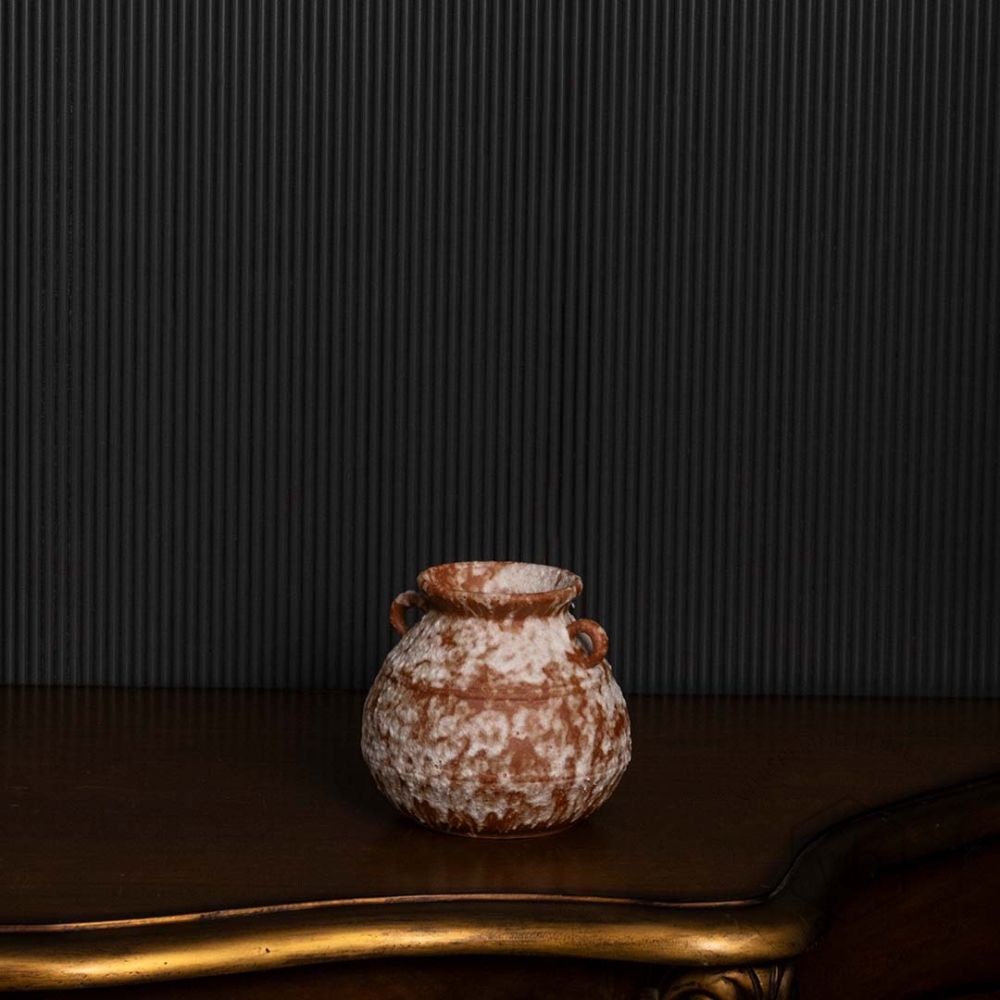 Turkish Terracotta Vase - Round Shape Black Background