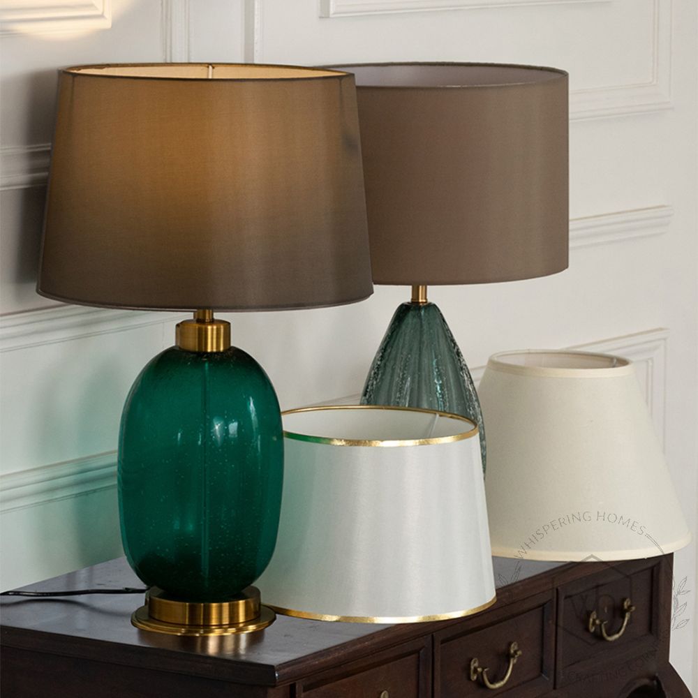 Vedano Green Glass Table Lamp with Brown Shade