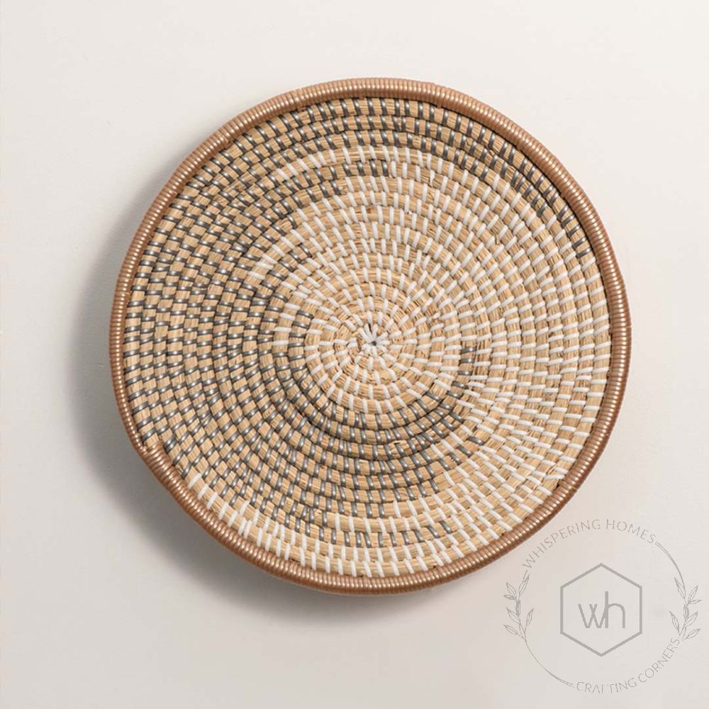 Fall Handwoven Wall Basket White Background