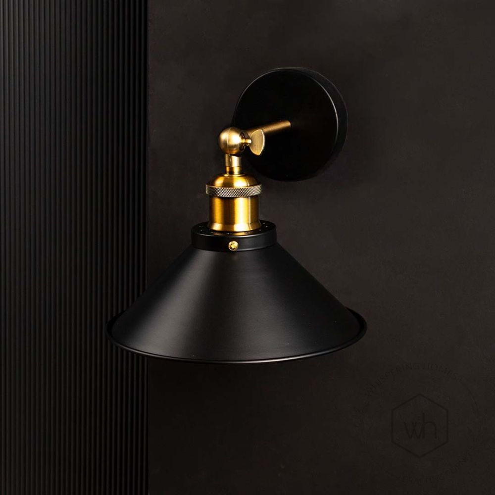 Vintage Bronze Wall Light - Black Light Off Black Background