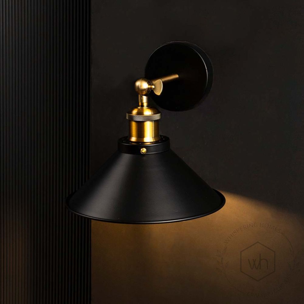 Vintage Bronze Wall Light - Black Light On Black Background