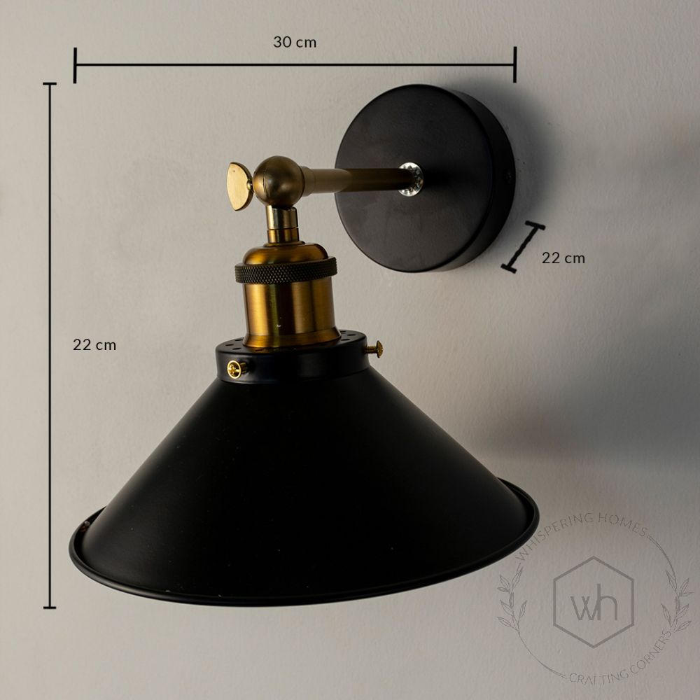 Vintage Bronze Wall Light - Black Dimensions