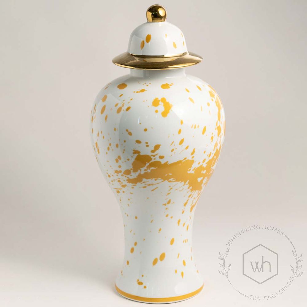 Vintage Oriental White Ceramic Jar Large