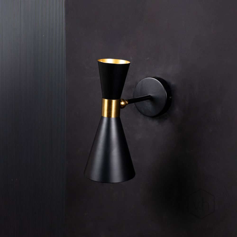 Vintage Style Metallic Black Reading Wall Lamp Light Off Black Background