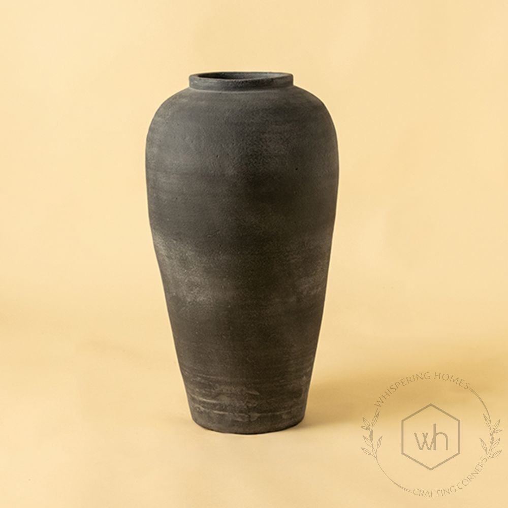 Ochre Terracotta Vase Medium White Background