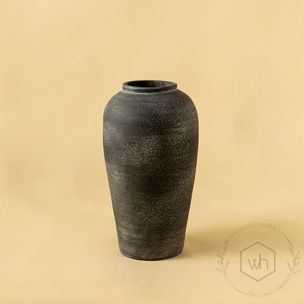 Ochre Terracotta Vase Small White Background