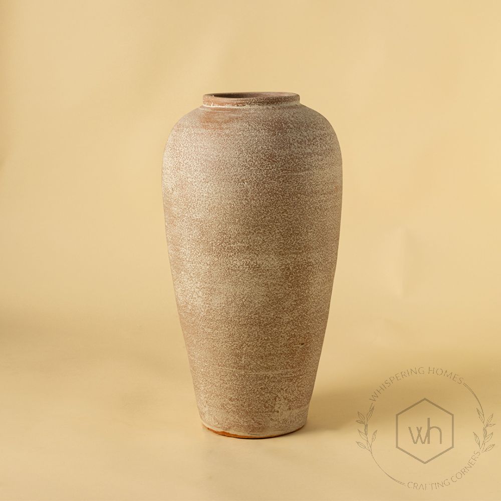 Sepia Terracotta Vase Medium White Background