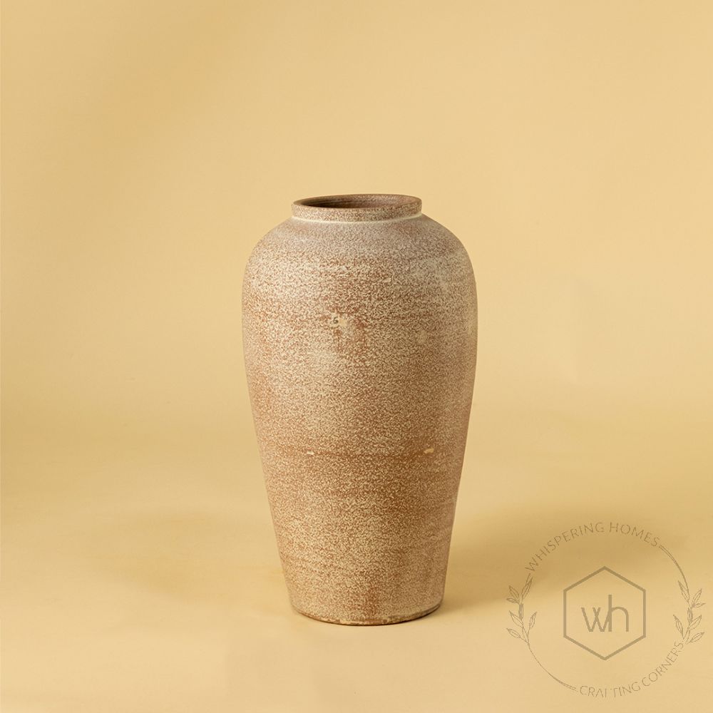 Sepia Terracotta Vase Small White Background