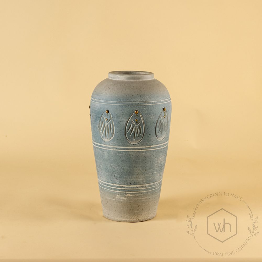 Sky Stone Terracotta Vase Small White Background