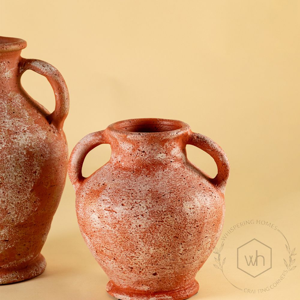 Crackled Terracotta Vase Medium Closeup 2