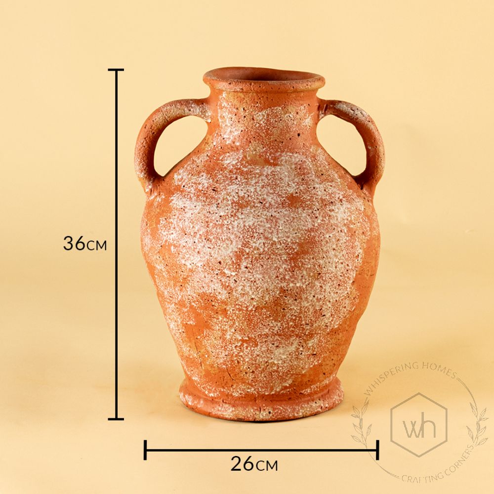 Crackled Terracotta Vase Medium Dimensions