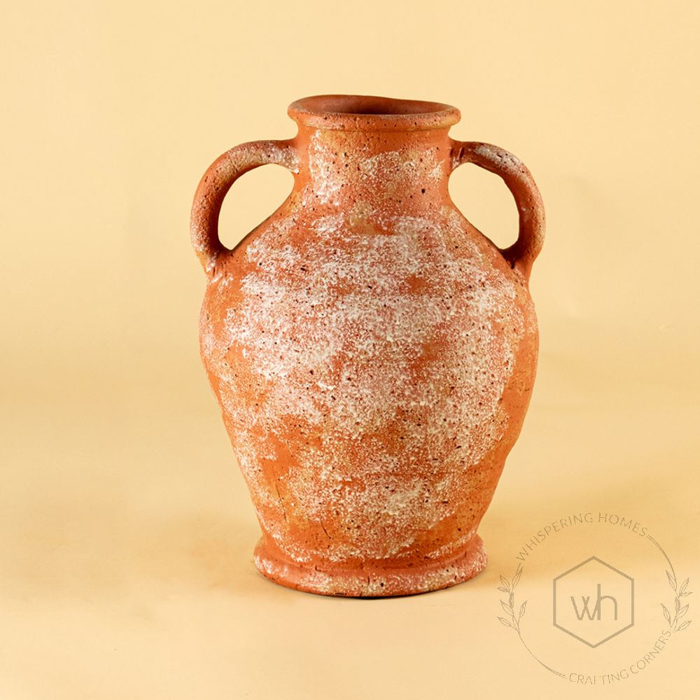 Crackled Terracotta Vase Medium White Background