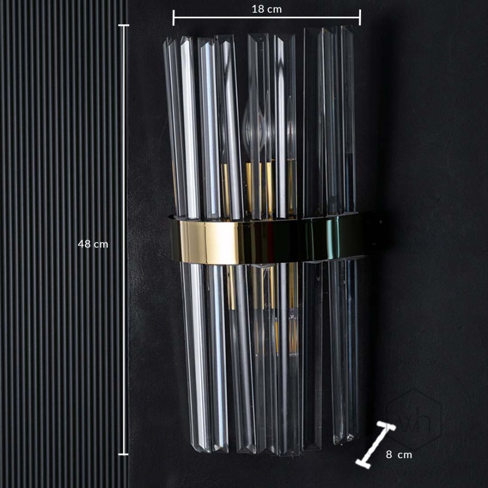 Crystal Glass Modern Gold Metal Wall Sconce Dimensions