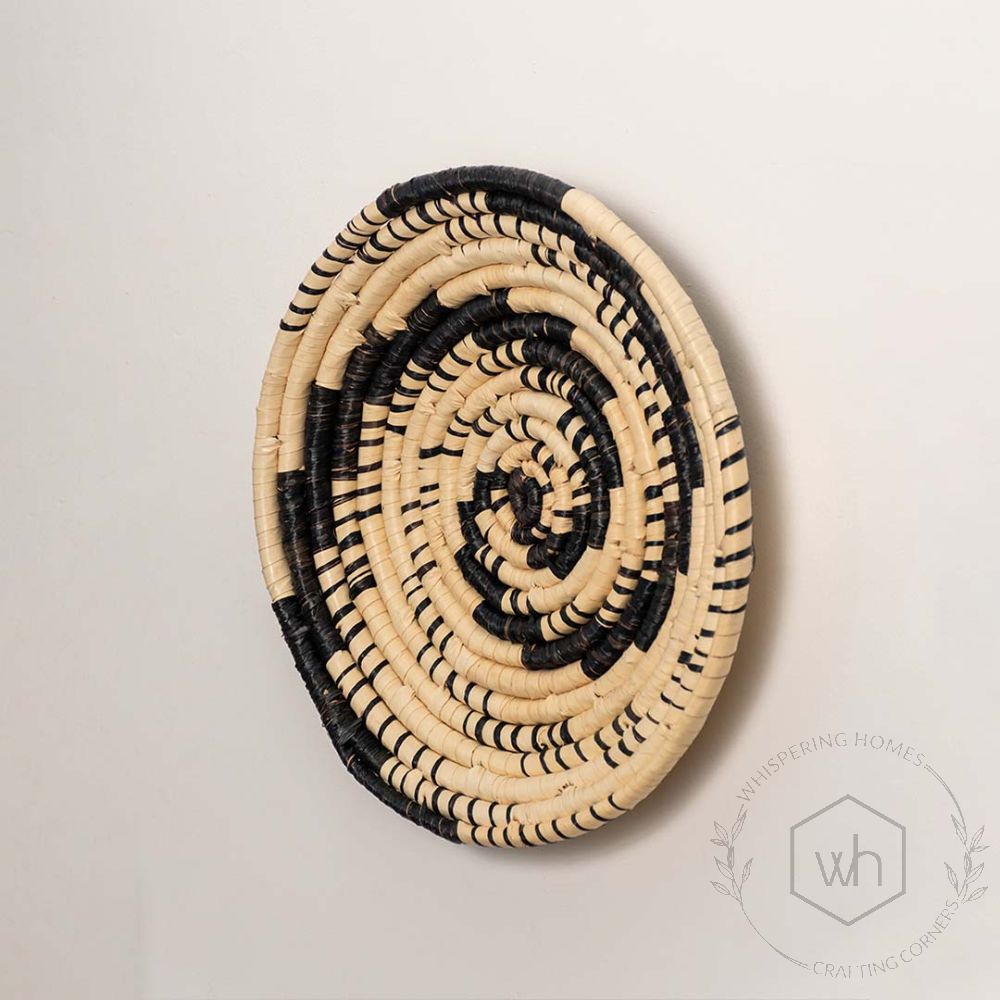 Wave Black & Beige Wall Hanging Basket Back Side