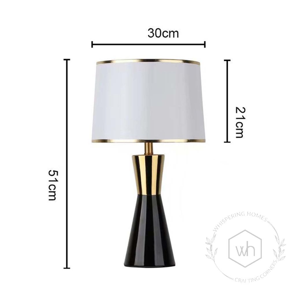 Wellen Black Ceramic Table Lamp with White Shade