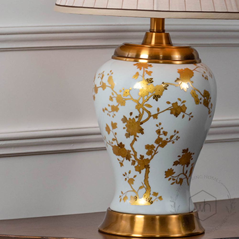 Wessel Golden Ceramic Table Lamp with Beige Shade