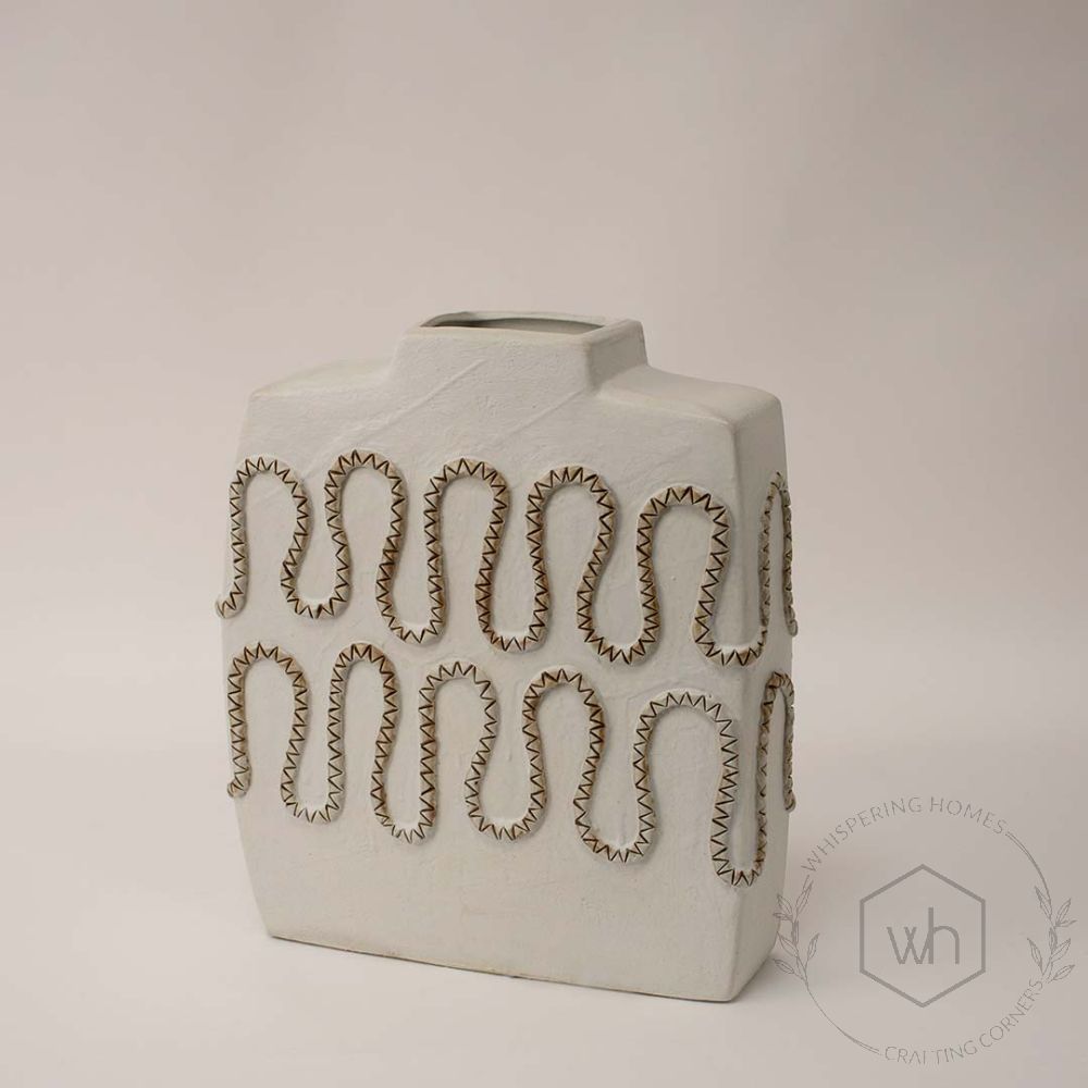 White Gold Zig Zag Vase - SmallSide Angle