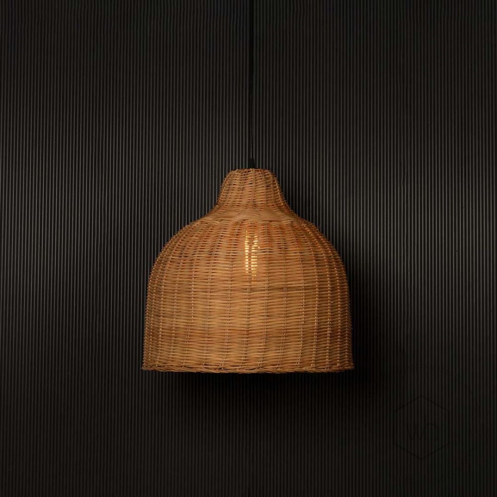 Wicker Bamboo Hanging Lamp Beige