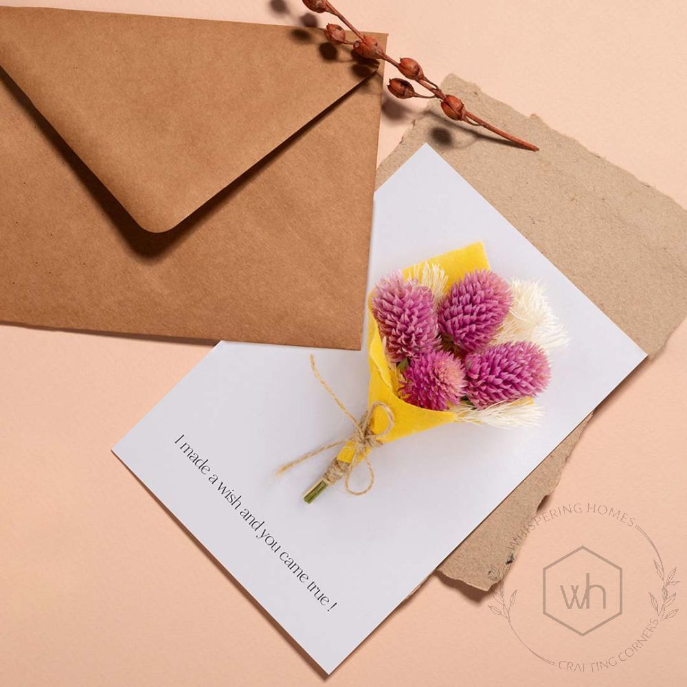 Pink Adora Bouquet Handmade Card | Dried Flower Gift Card Lifestyle