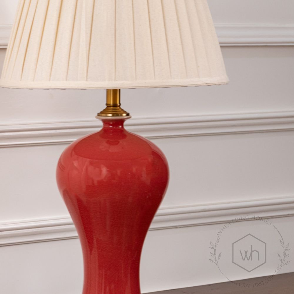 Wine Red Ceramic Table Lamp Closeup