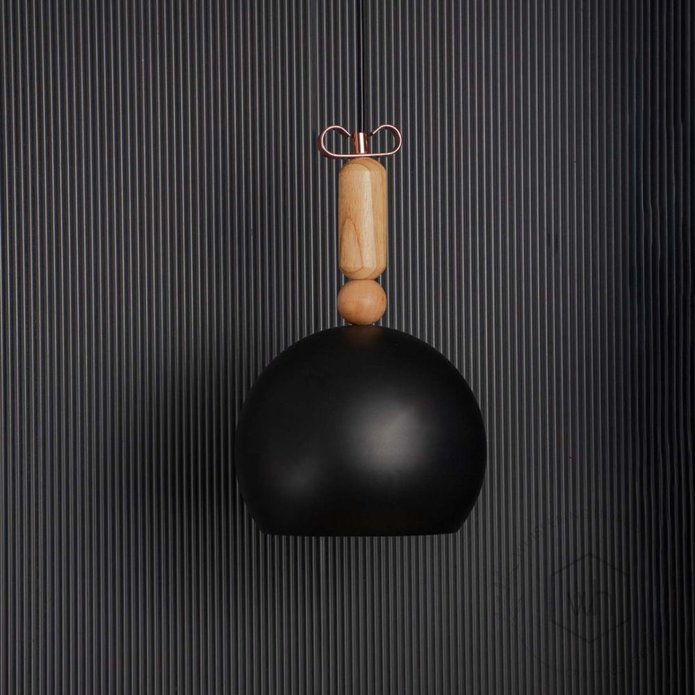 Wood Hanging Light - Black