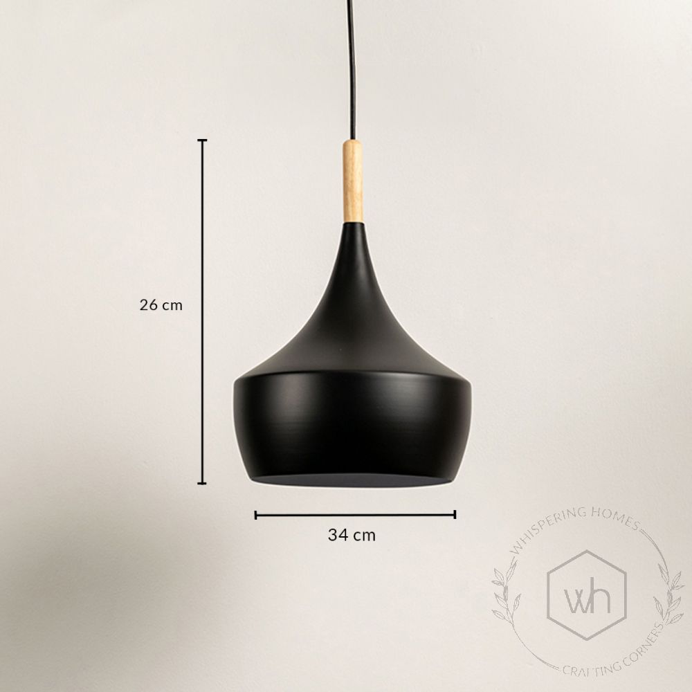 Wood Tip Pendant Lamp - Dome & Black