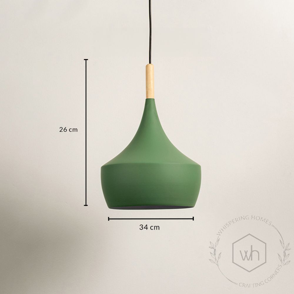 Wood Tip Pendant Lamp - Dome & Green