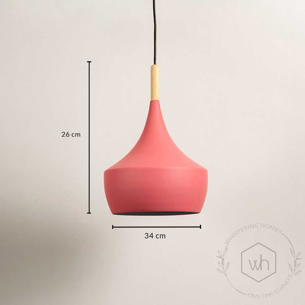 Wood Tip Pendant Lamp - Dome & Pink