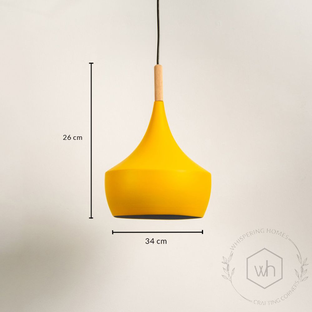 Wood Tip Pendant Lamp - Dome & Yellow