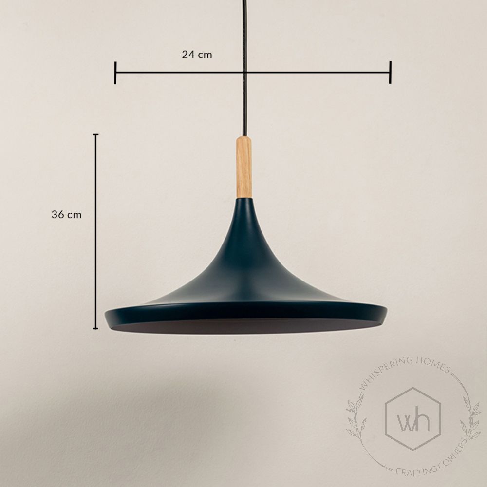 Wood Tip Pendant Lamp - Round & Blue