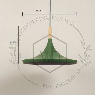 Wood Tip Pendant Lamp - Round & Green
