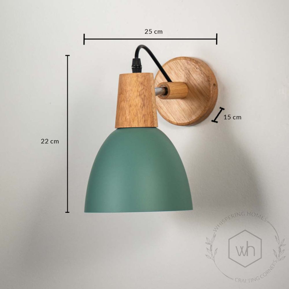 Dome Wooden Wall Light - Green Dimensions