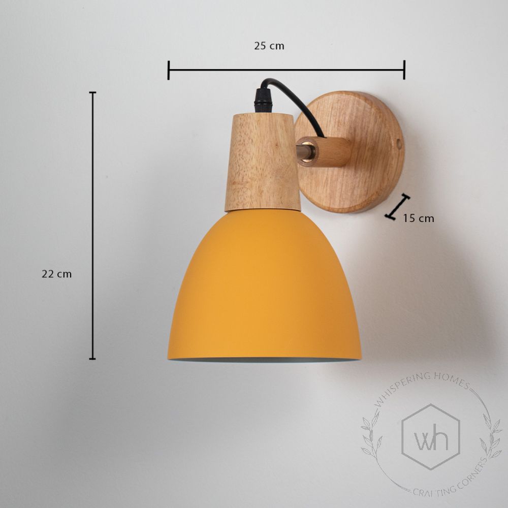 Dome Wooden Wall Light - Yellow Dimensions