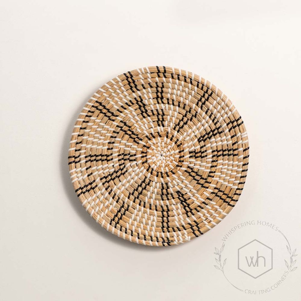 Zig-Zag Handwoven Wall Basket White Background