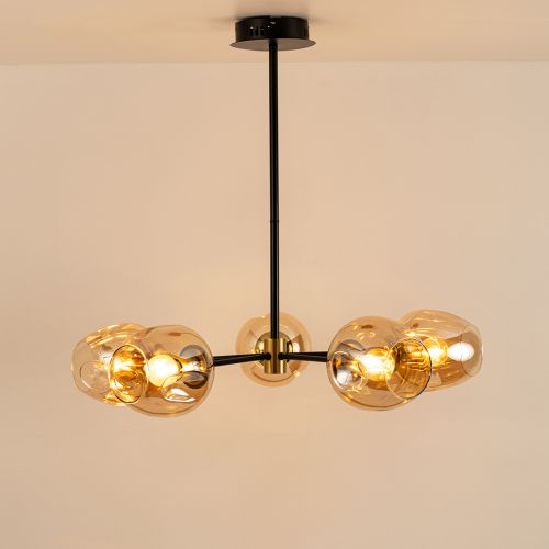 Flannel 5 Linear Chandelier - Amber