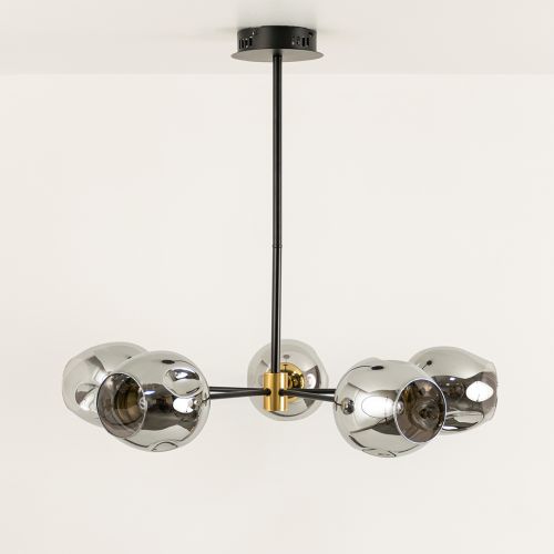 Flannel 5 Linear Chandelier - Chrome Light Off White Background