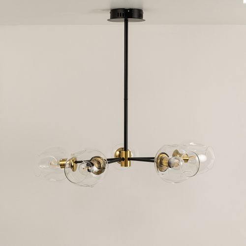 Flannel 5 Linear Chandelier - TransparentLight Off White Background