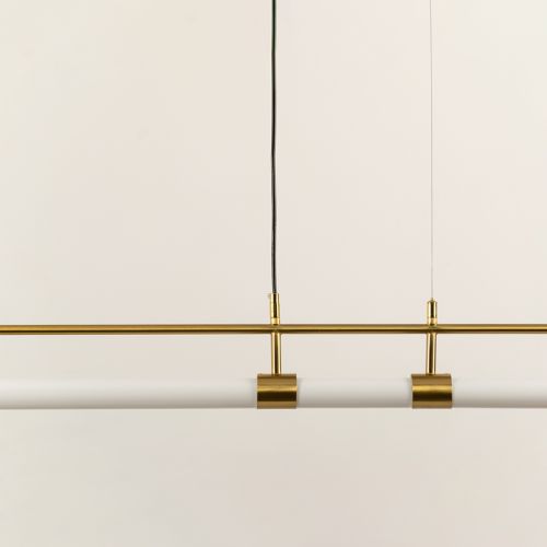 Linear Tube Chandelier Gold Closeup