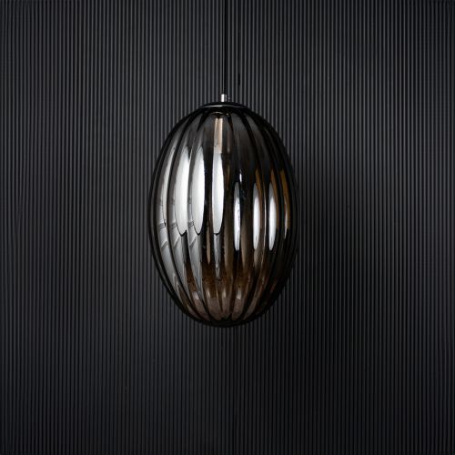Glass Pendant Light - Oval & Black