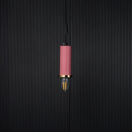 Long Chic Pendant Light - Pink Light Off Black Background