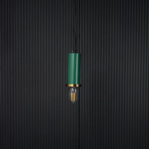 Long Chic Pendant Light - Green Light Off Black Background