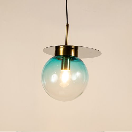 Visconte Glass Hanging Light - Sky BlueLight On White Background