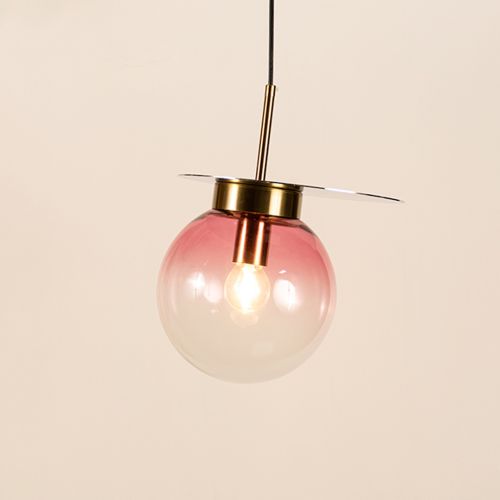 Visconte Glass Hanging Light - PinkLight On White Background