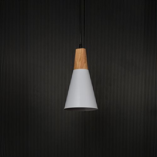 Triangular Cone Pendant Lamp - White Light Off Black Background