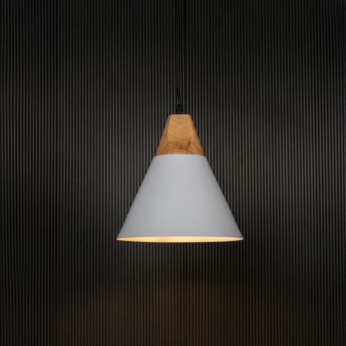 Cone Pendant Light - White Light On Black Background