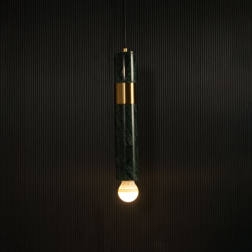 Trapezoid Marble Hanging Light - Green & Gold